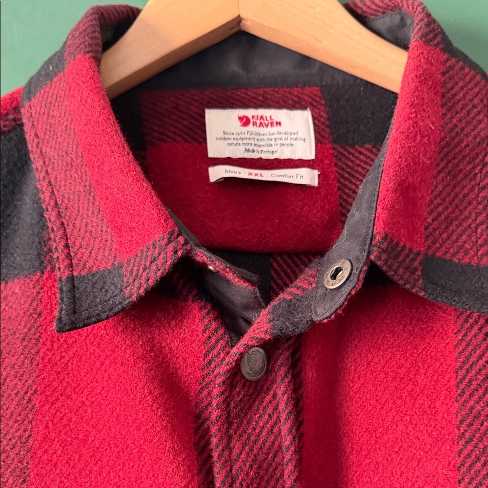 Fjallraven Red & Black Canada Mens XXL Shirt Jacket Comfort Fit Wool Blend - Picture 8 of 11